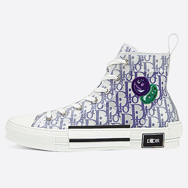 Dior x Kenny Sharp Oblique Canvas B23 High-Top Sneakers Purple Embroidered Patch
