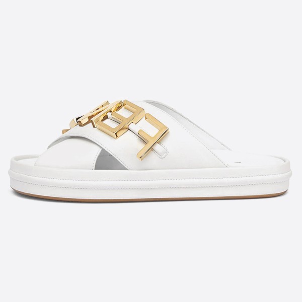 Fendi Graphique White Leather Sandals 8X8289AI1RF1H1L