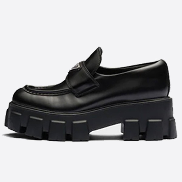 Prada Black Monolith Brushed Leather Loafers 2DE129_B4L_F0002