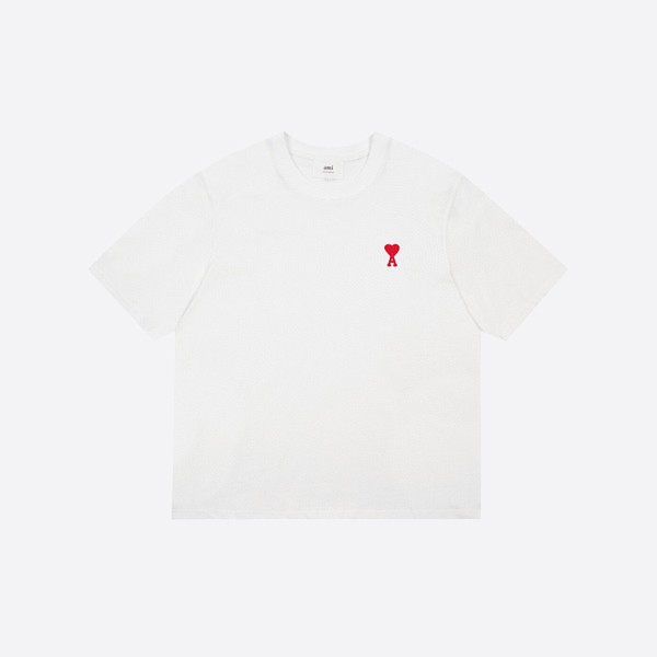 Ami Paris Ami de Coeur Classic Fit T-Shirt in White/Red