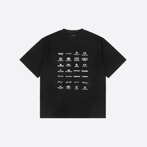 Balenciaga Black Cotton Archive Logo T-Shirt