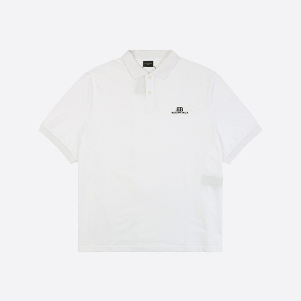 Bb Classic Balenciaga Polo Shirt, Oversized, White