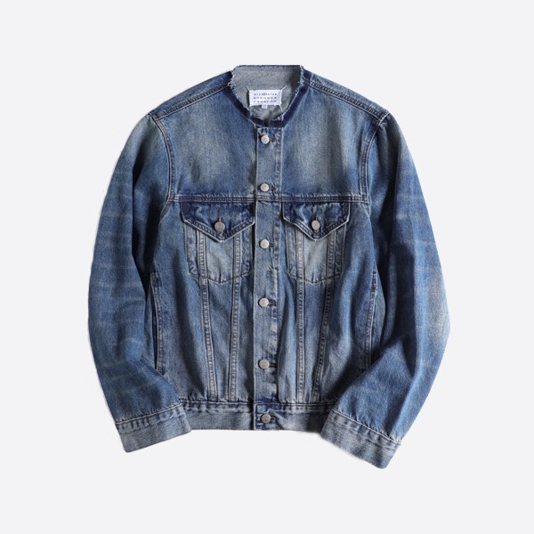 Maison Margiela Blue Collarless Denim Jacket