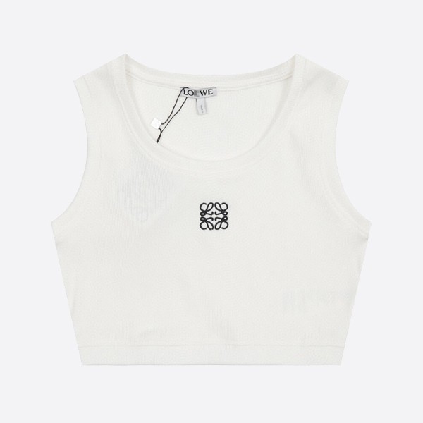 Loewe Cropped Anagram Tank Top (Cotton) White/Navy Blue