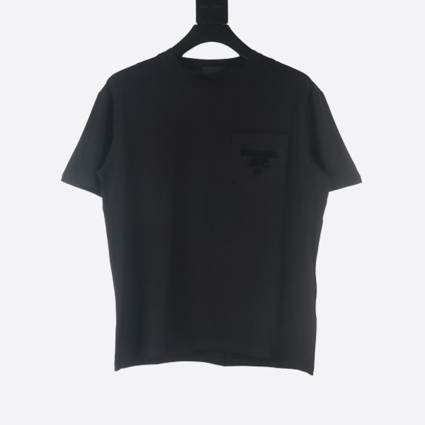 Prada Chenille Logo Patch T-Shirt in Black