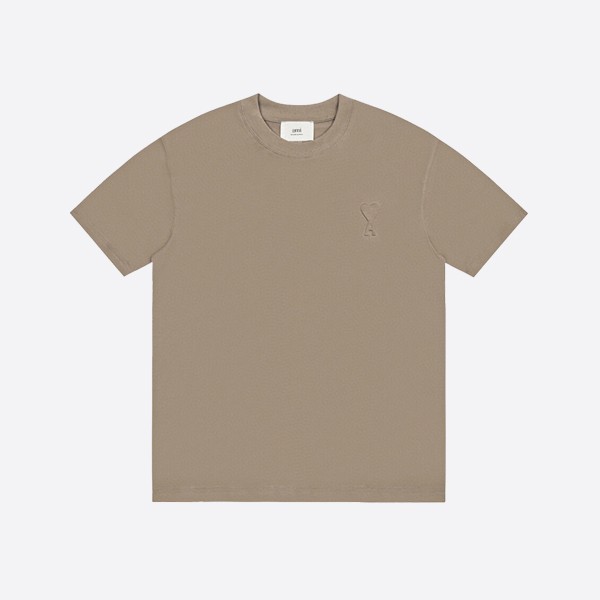 Ami Paris Organic Cotton Heavy Jersey AMI DE COEUR T-Shirt in Light Taupe