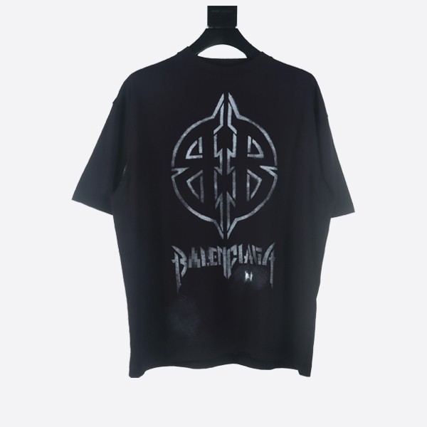 Balenciaga Metal BB Stencil T-Shirt, Oversized, Black/White