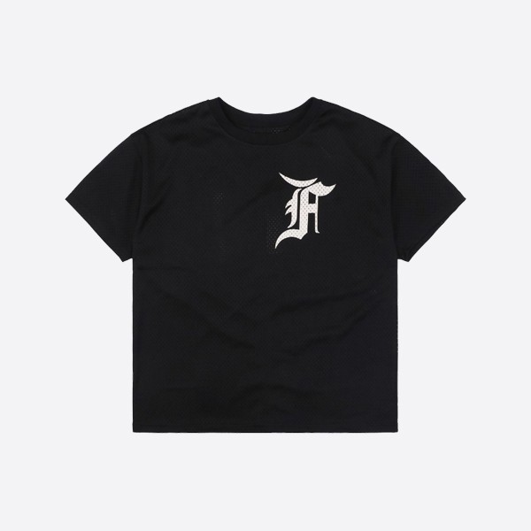 Fear of God Mesh Away Baseball Short Sleeve Jersey, Black