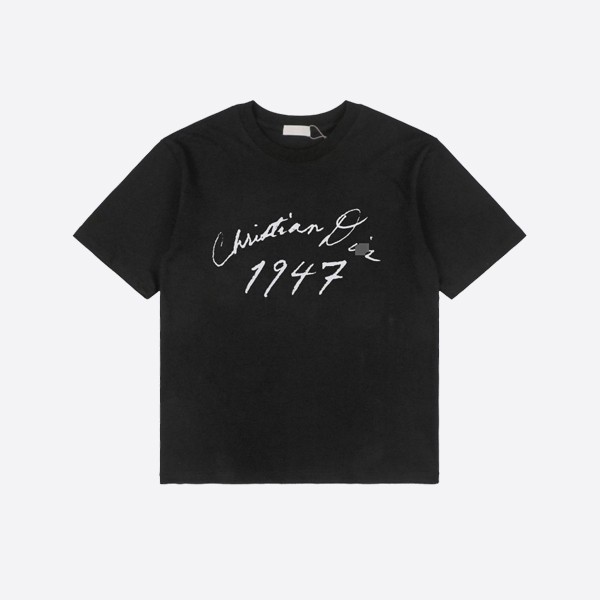 Handwritten Christian Dior Relaxed Fit T-Shirt in Black Cotton Jersey 493J696F0554_C980