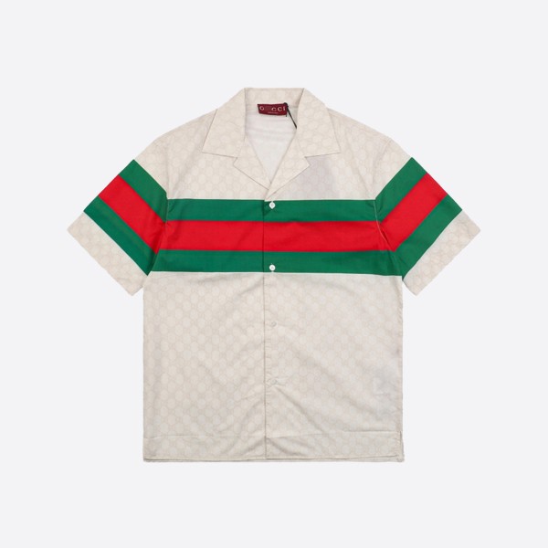 Gucci GG Cotton Shirt with Web in White