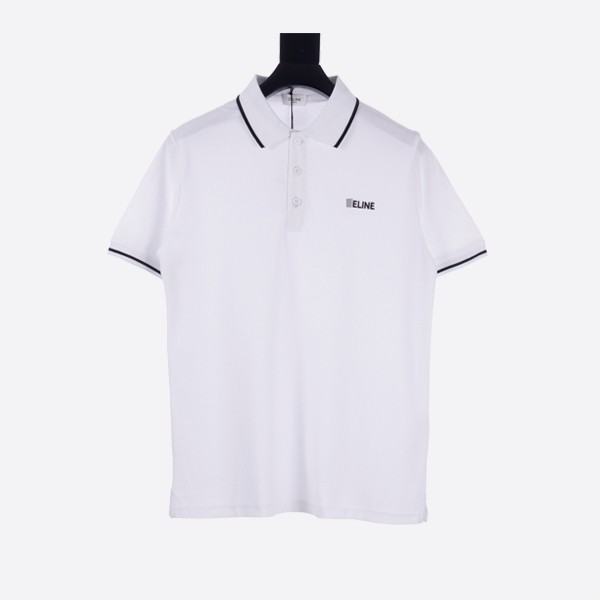 Celine Classic Polo Shirt in Cotton Piqué - Off-White/Black