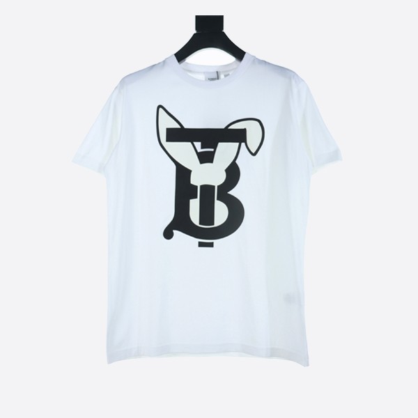 Burberry Rabbit Logo Print Cotton T-Shirt in White/Black