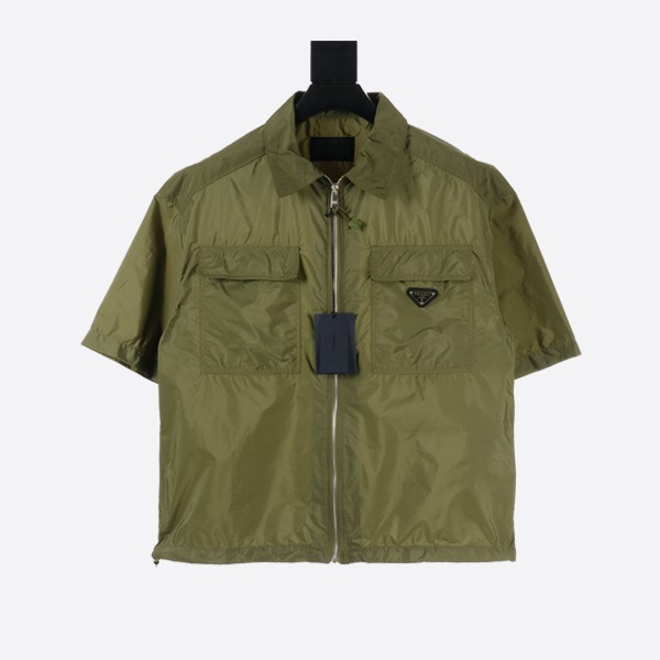 Prada Military Green Short Sleeve Light Re-Nylon Shirt