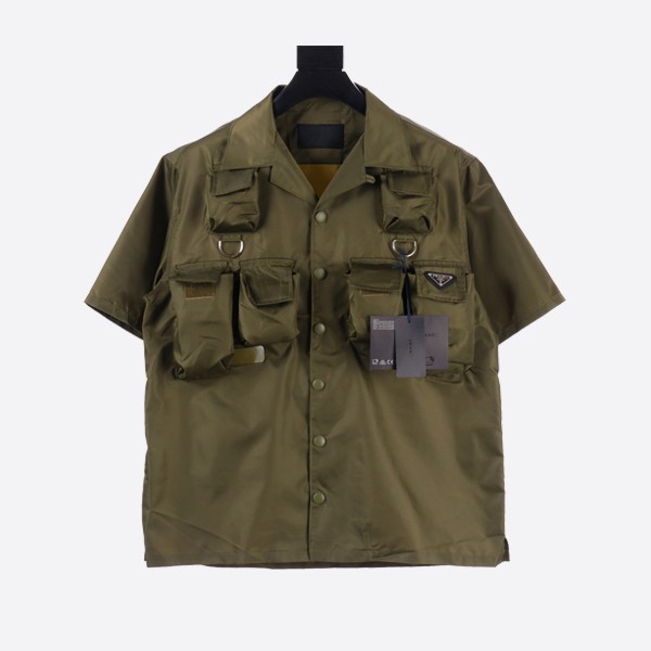 Prada Military Green Short Sleeve Re-Nylon Shirt