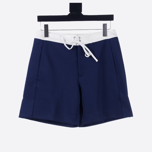 MIU MIU Ink Blue/White Satin Bermuda