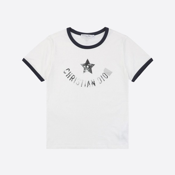 Dior Dioriviera T-shirt in ecru and navy blue cotton jersey