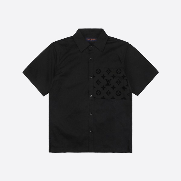 Louis Vuitton Flocked Short Sleeve Cotton Shirt in Black