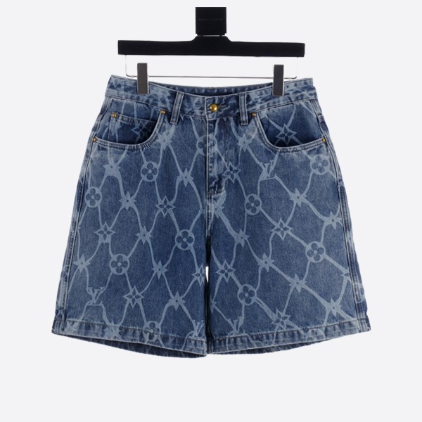 Louis Vuitton Monogram Print Denim Shorts