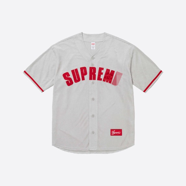 Supreme Ultrasuede Mesh Baseball Jersey, Gray