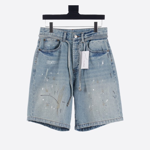 Acne Studios loose-fit denim shorts in mid-blue