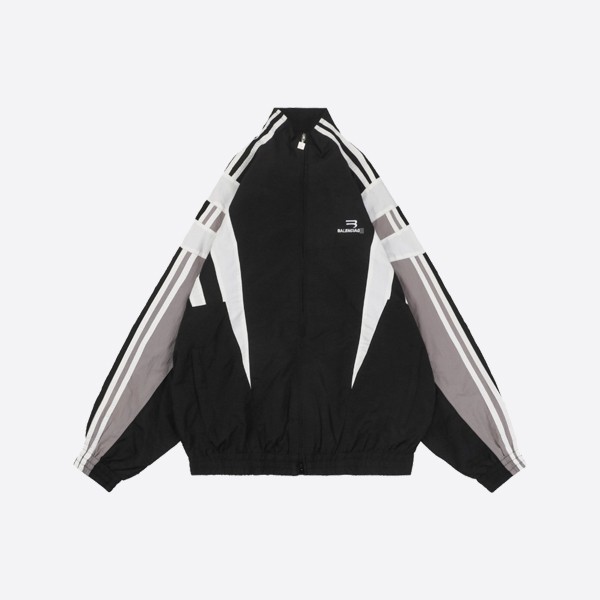Balenciaga Sporty B Tracksuit Jacket in Black/Gray/White