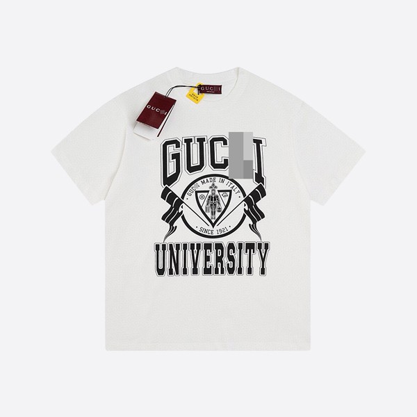 Gucci University Print Cotton Jersey T-Shirt in White