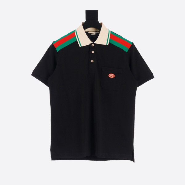 Gucci GG patch cotton polo shirt in black