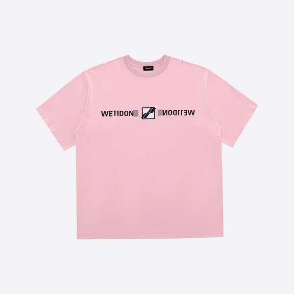 Welldone Patch Mirror Logo T-Shirt Pink