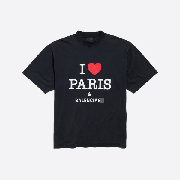 Balenciaga I Love Paris & Balenciaga T-shirt, medium fit, black fade