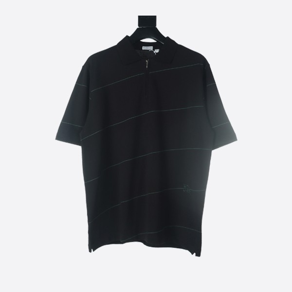 Burberry Striped Cotton Polo Shirt in Black