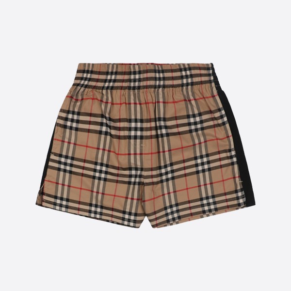 Burberry Check Stretch Cotton Shorts in Archive Beige