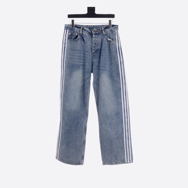 Balenciaga x Adidas Large Denim Baggy Pants in Blue
