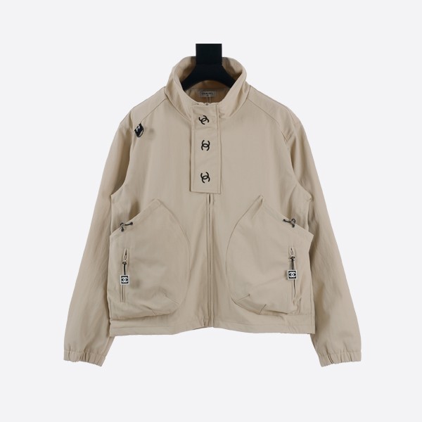 Chanel Embroidered Slogan Retro Zipper Trench Coat