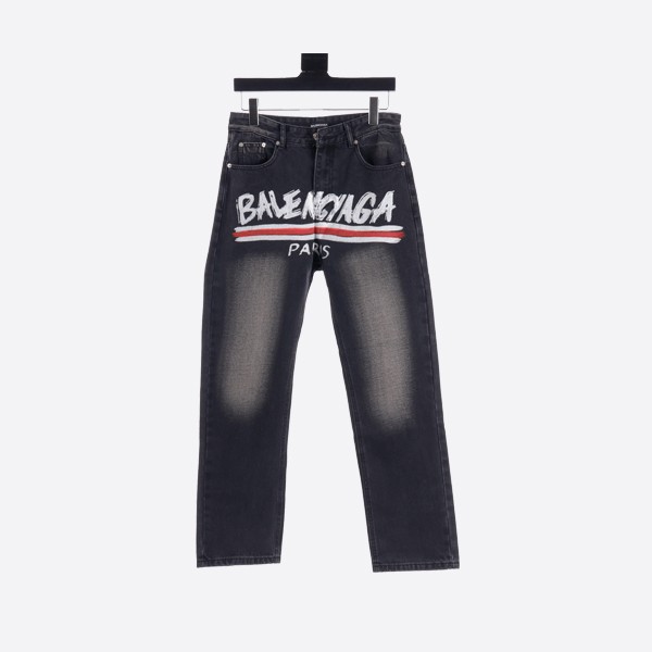 Balenciaga Graffiti Cola Print Washed Jeans