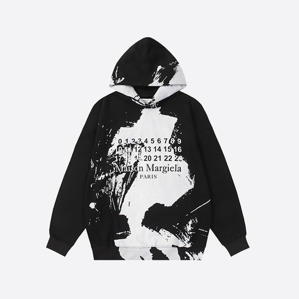 Maison Margiela Splash Logo Hooded Sweatshirt in Black
