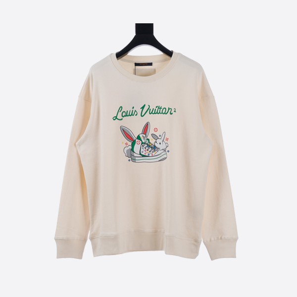 Louis Vuitton Rabbit Fashion Shoes Printed Crewneck Sweatshirt White