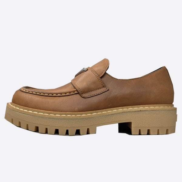 Prada brown leather loafers