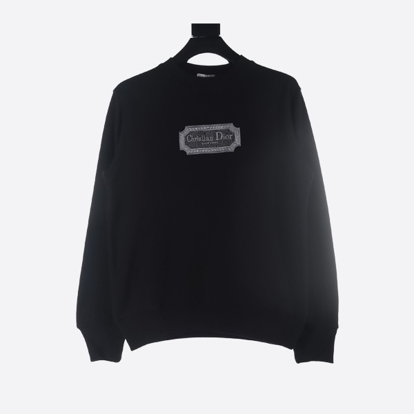 Dior square letter embroidered crew neck sweatshirt