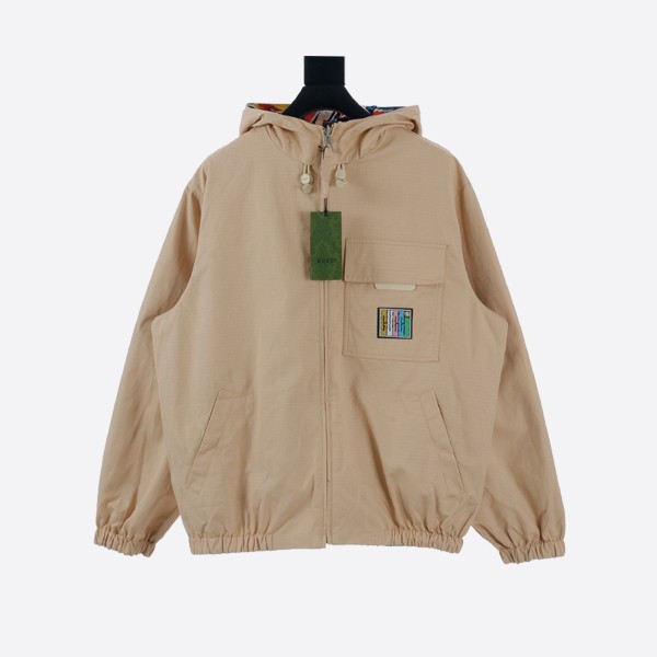 Gucci Love Cherry Fan Graffiti Double-Sided Jacket in Off-White