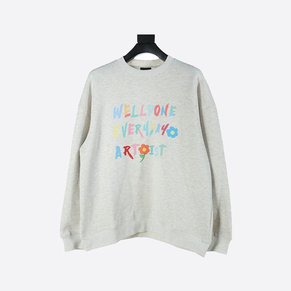 WE11 DONE 24FW Small Floral Colorful Letter Print Round Neck Sweatshirt