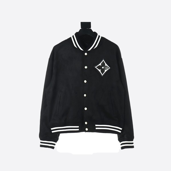 Louis Vuitton Hot Diamonds Four-Leaf Clover Suede Baseball Jacket