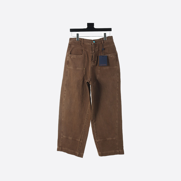 Louis Vuitton LV 24Fw Checkerboard Dark Pattern Work Jeans