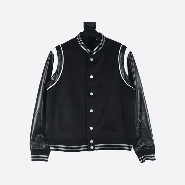 Givenchy Indian silk beaded embroidered wool and leather baseball jacket with sleeves