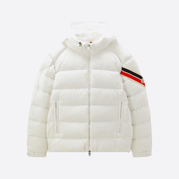 Moncler 3-tone webbing down jacket in white