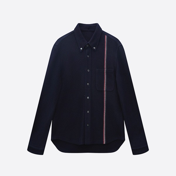 Thom Browne Vertical Stripe Shirt Jacket in Navy