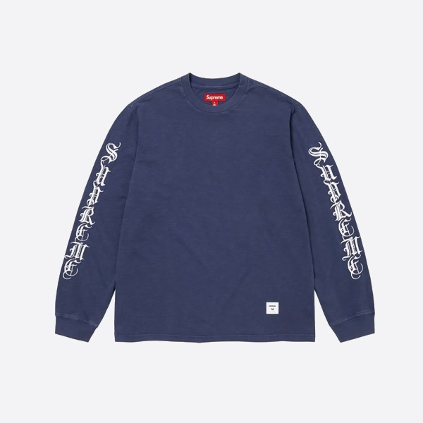 Supreme FW24 Old English Long Sleeve T-Shirt, Navy