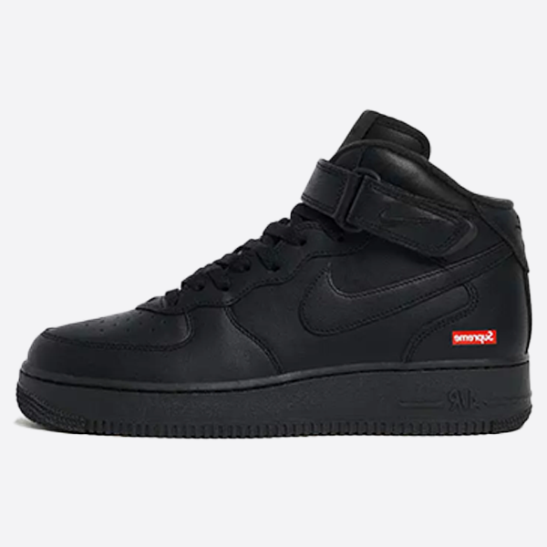 Supreme x Nike Air Force 1 Mid-Top Black Casual Shoes FZ8784-001 (Gold Version)