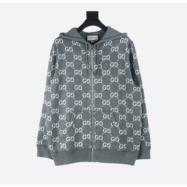 Gucci 24Fw Double G Jacquard Reversible Hooded Jacket