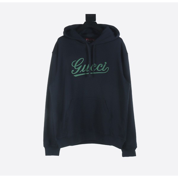 Gucci 24FW Green Signature Embroidered Letter Hooded Sweatshirt