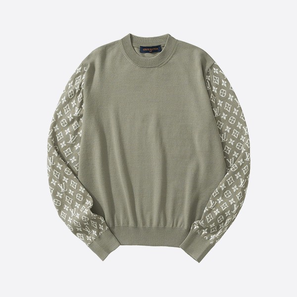 Louis Vuitton Long Sleeve Cashmere Mix Signature Crew Neck Khaki